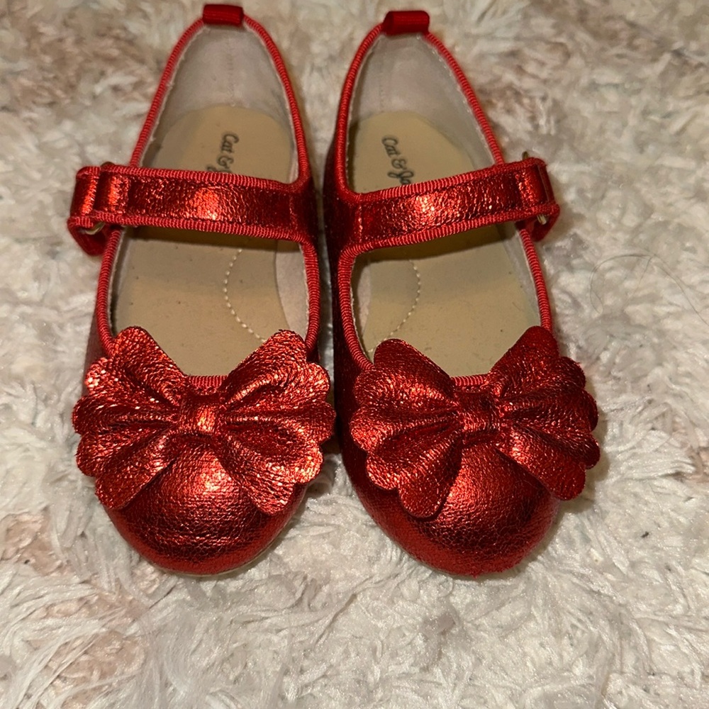 Cat & Jack Baby Girl Red Flat size 7 Mary Jane